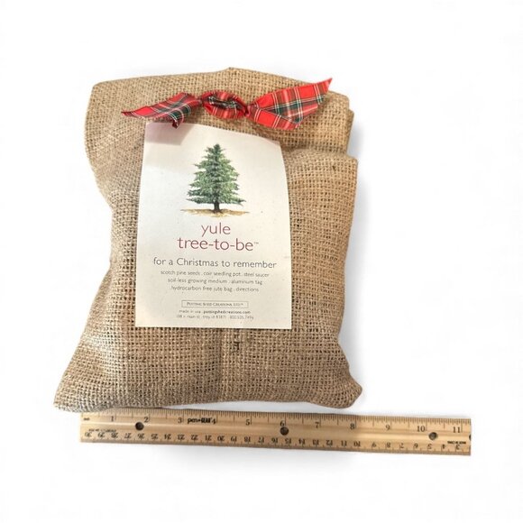 Yule Tree-To-Be Burlap Kit With Seeds Pot & Instructions For Holiday Tree Growin - Picture 5 of 6